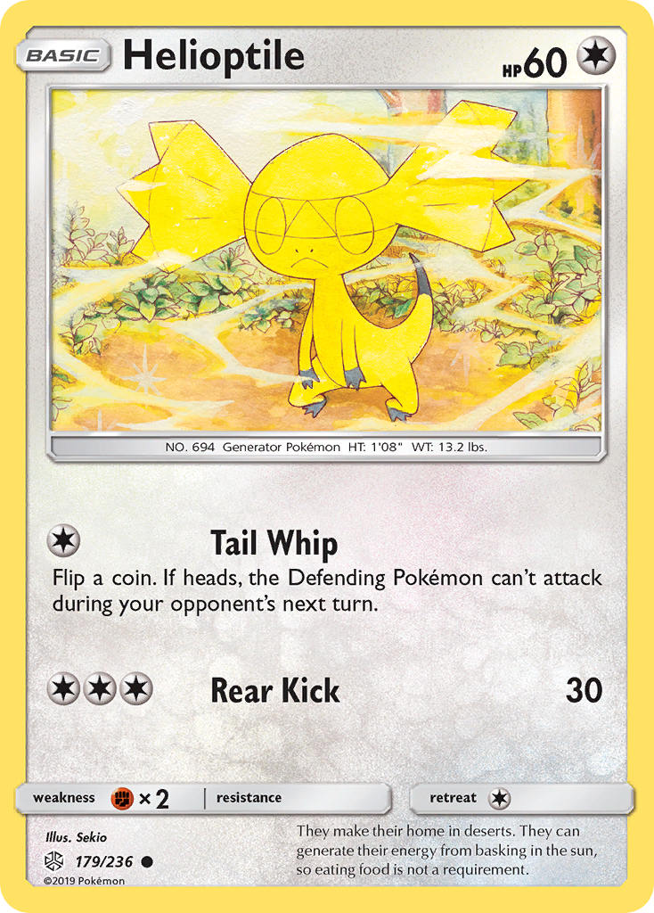 Helioptile 179/236 English Pokémon card from Cosmic Eclipse (2019)