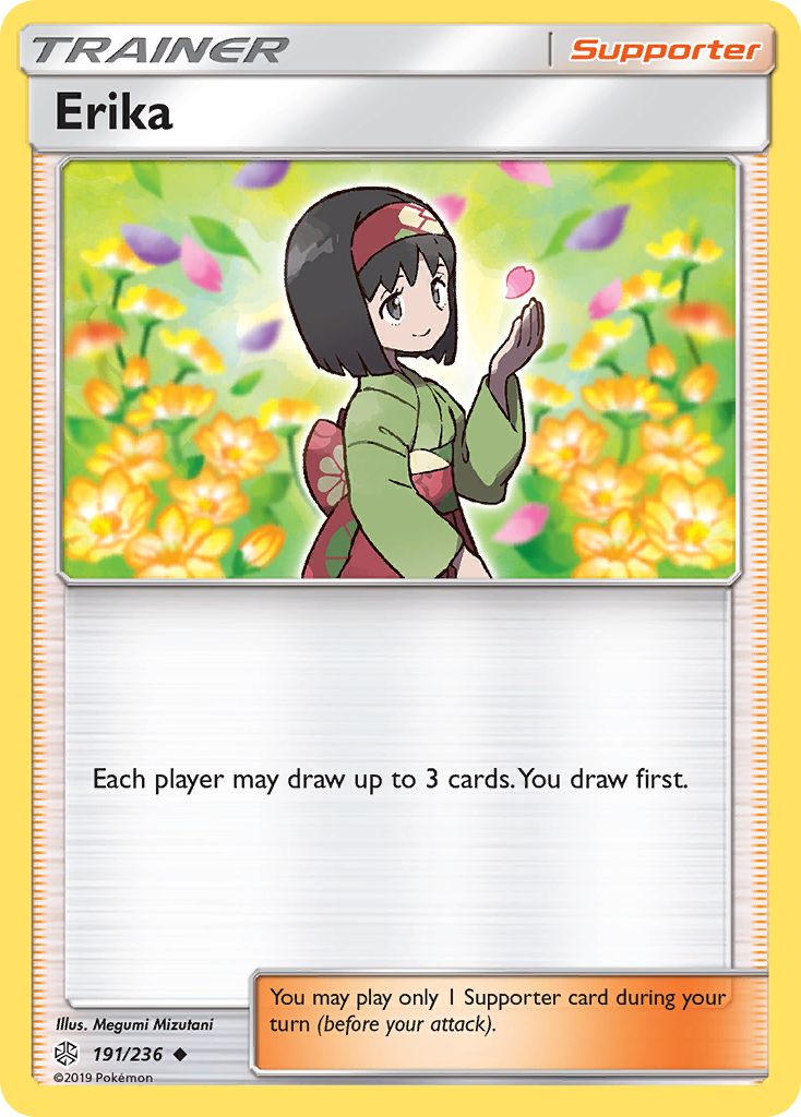 Erika 191/236 English Pokémon card from Cosmic Eclipse (2019)