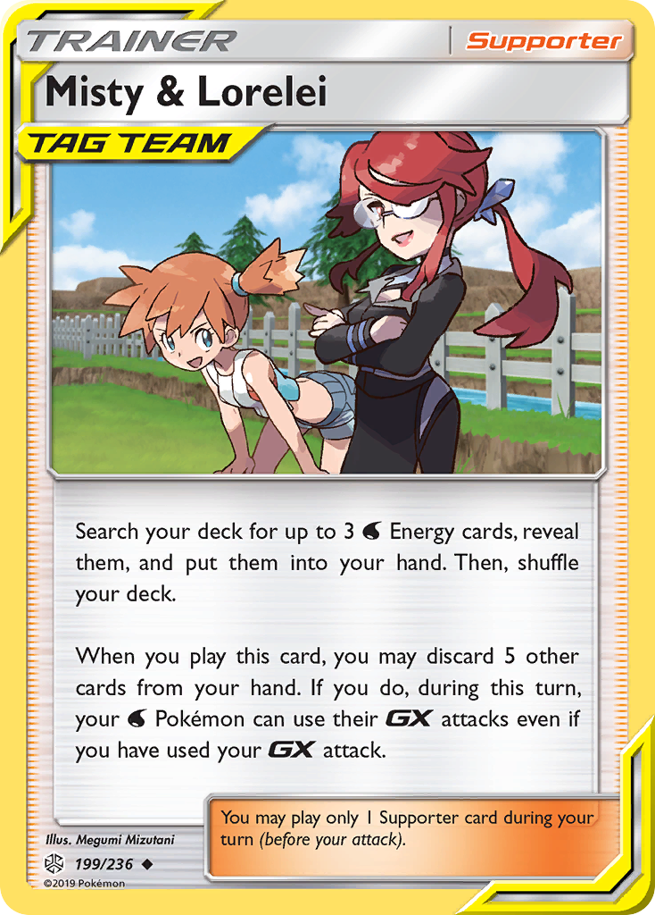 Misty & Lorelei 199/236 English Pokémon card from Cosmic Eclipse (2019)