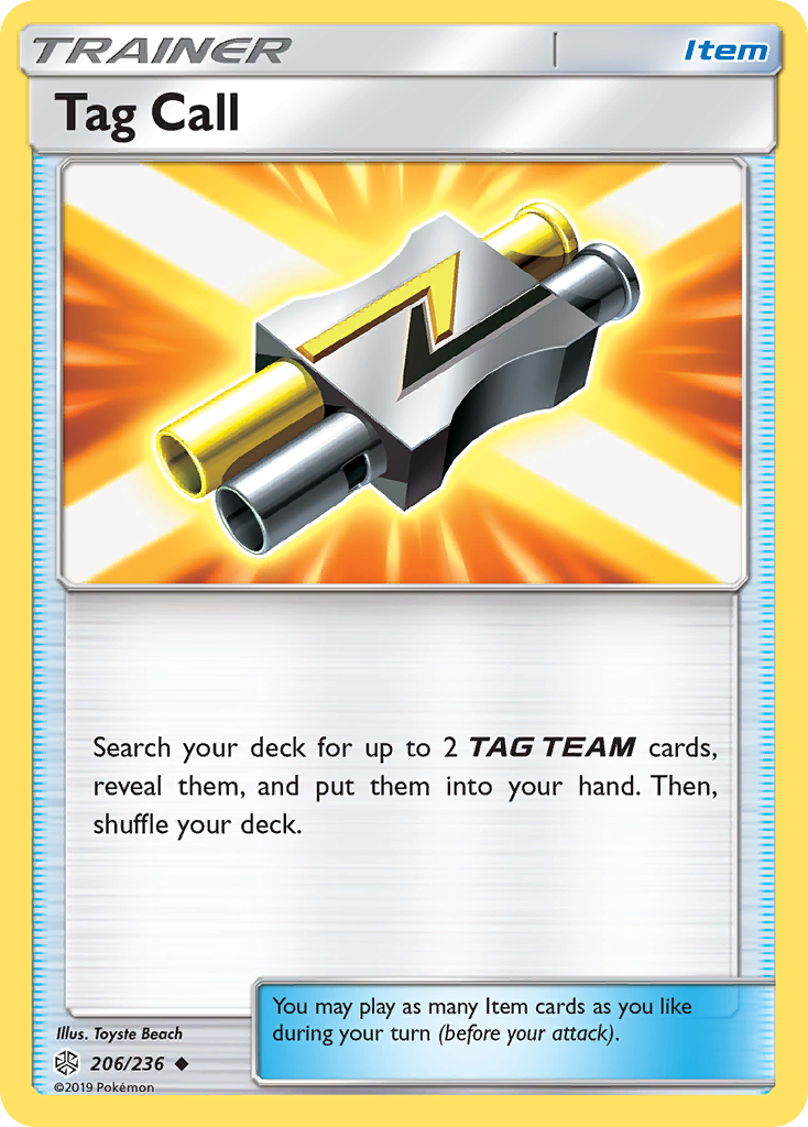 Tag Call 206/236 English Pokémon card from Cosmic Eclipse (2019)