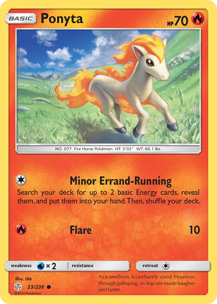 Ponyta 23/236 English Pokémon card from Cosmic Eclipse (2019)