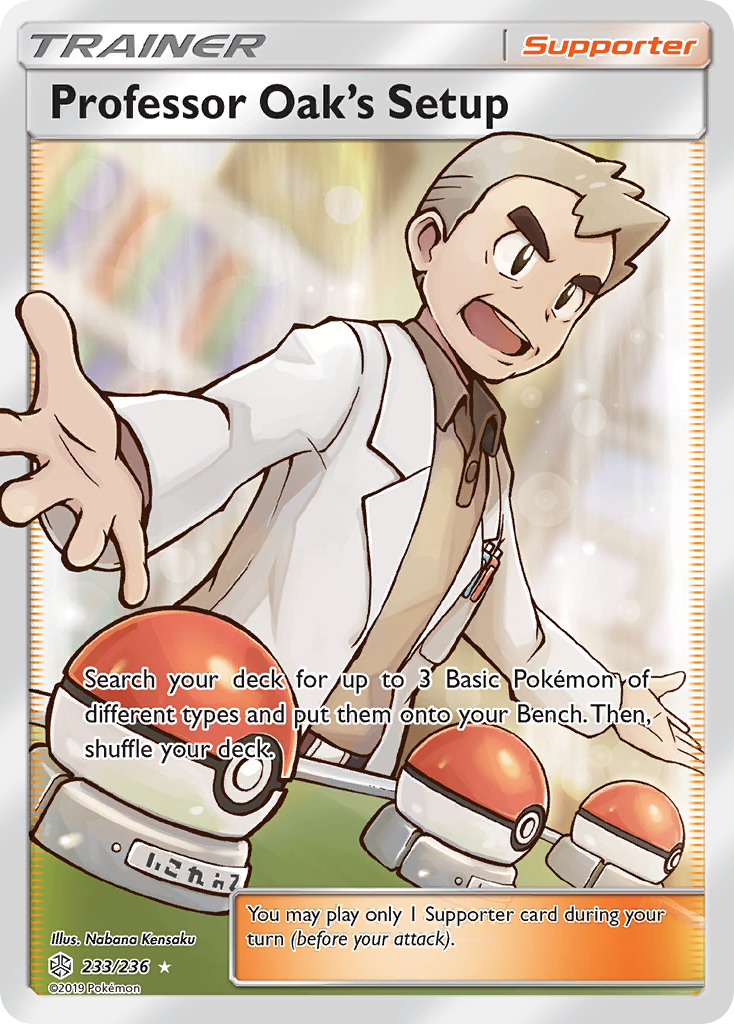Professor Oak's Setup 233/236 English Pokémon card from Cosmic Eclipse (2019)