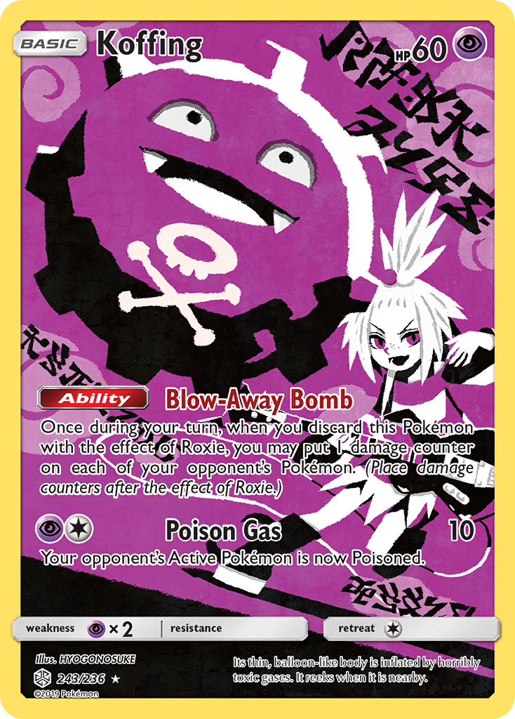 Koffing 243/236 English Pokémon card from Cosmic Eclipse (2019)
