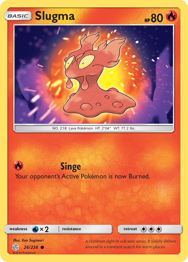 Slugma 26/236 English Pokémon card from Cosmic Eclipse (2019)