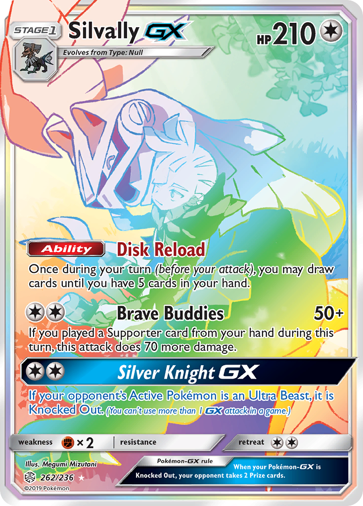 Silvally-GX 262/236 English Pokémon card from Cosmic Eclipse (2019)