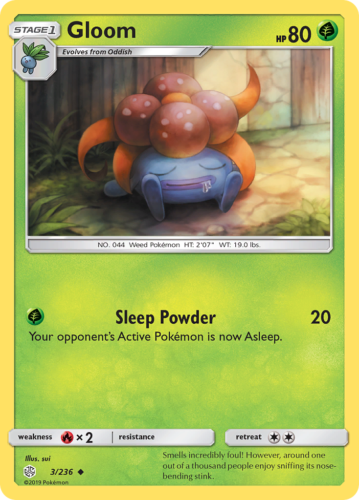 Gloom 3/236 English Pokémon card from Cosmic Eclipse (2019)