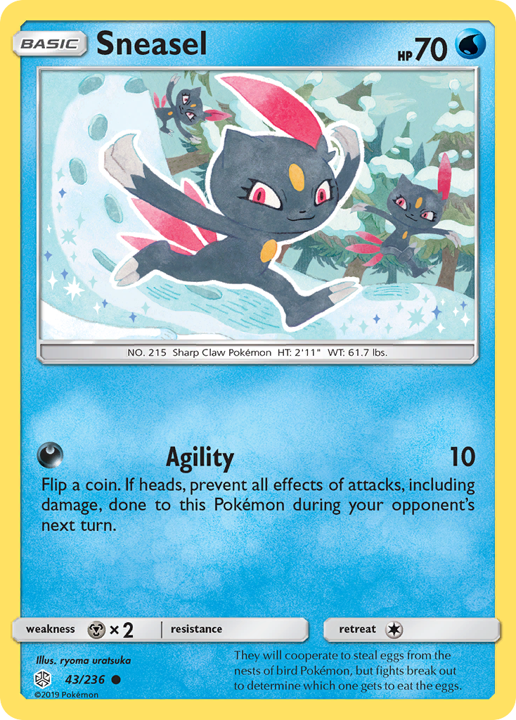 Sneasel 43/236 English Pokémon card from Cosmic Eclipse (2019)