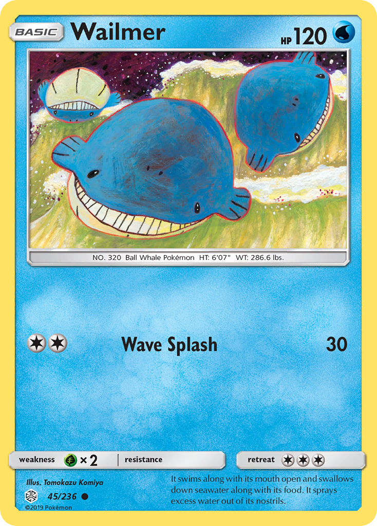Wailmer 45/236 English Pokémon card from Cosmic Eclipse (2019)