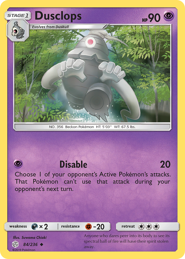 Dusclops 84/236 English Pokémon card from Cosmic Eclipse (2019)
