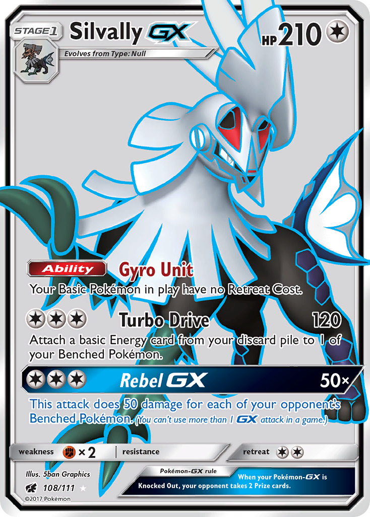 Silvally-GX 108/111 English Pokémon card from Crimson Invasion (2017)