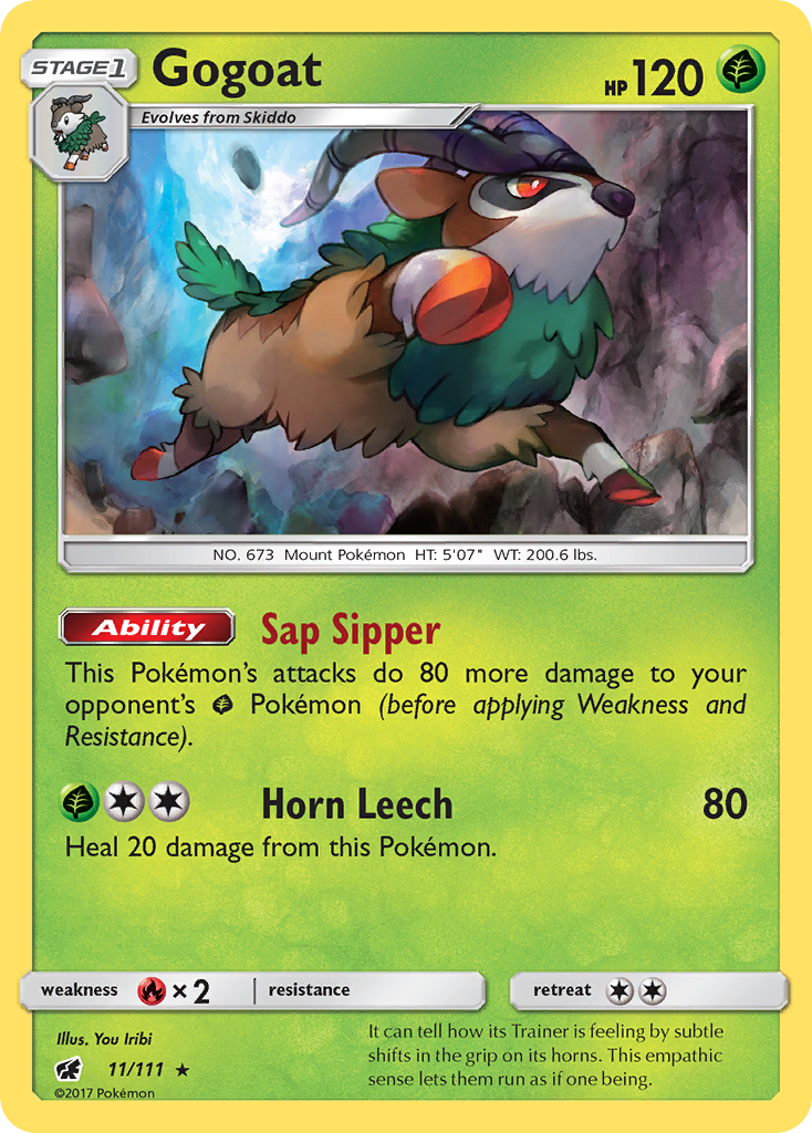 Gogoat 11/111 English Pokémon card from Crimson Invasion (2017)