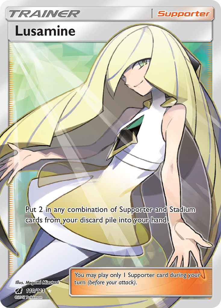 Lusamine 110/111 English Pokémon card from Crimson Invasion (2017)