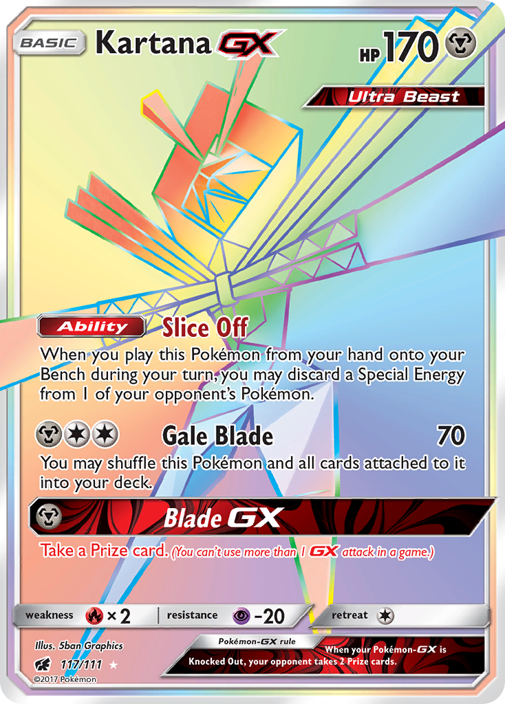 Kartana-GX 117/111 English Pokémon card from Crimson Invasion (2017)