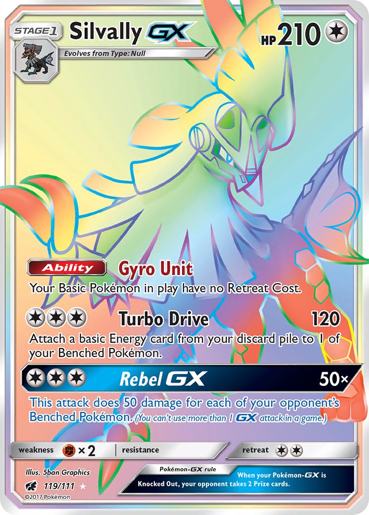 Silvally-GX 119/111 English Pokémon card from Crimson Invasion (2017)