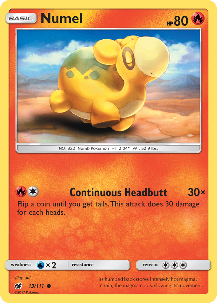 Numel 13/111 English Pokémon card from Crimson Invasion (2017)