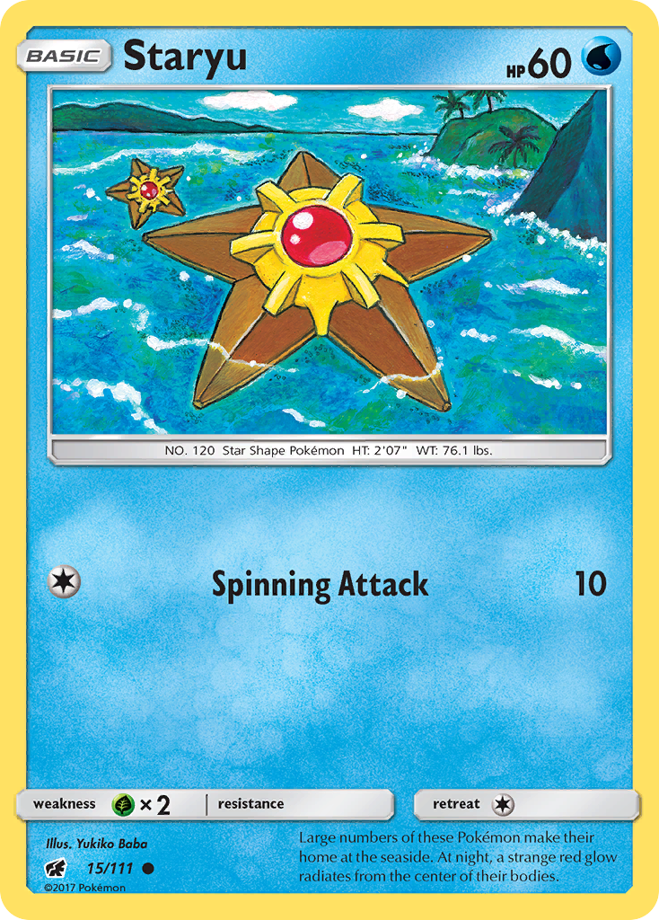 Staryu 15/111 English Pokémon card from Crimson Invasion (2017)