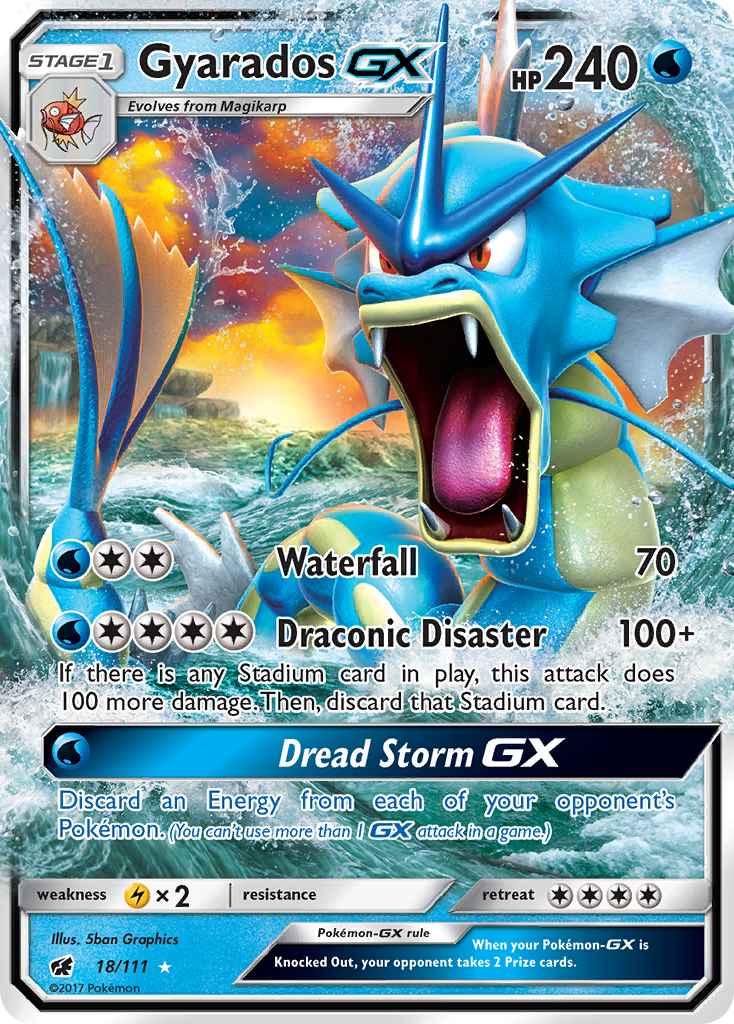 Gyarados-GX 18/111 English Pokémon card from Crimson Invasion (2017)