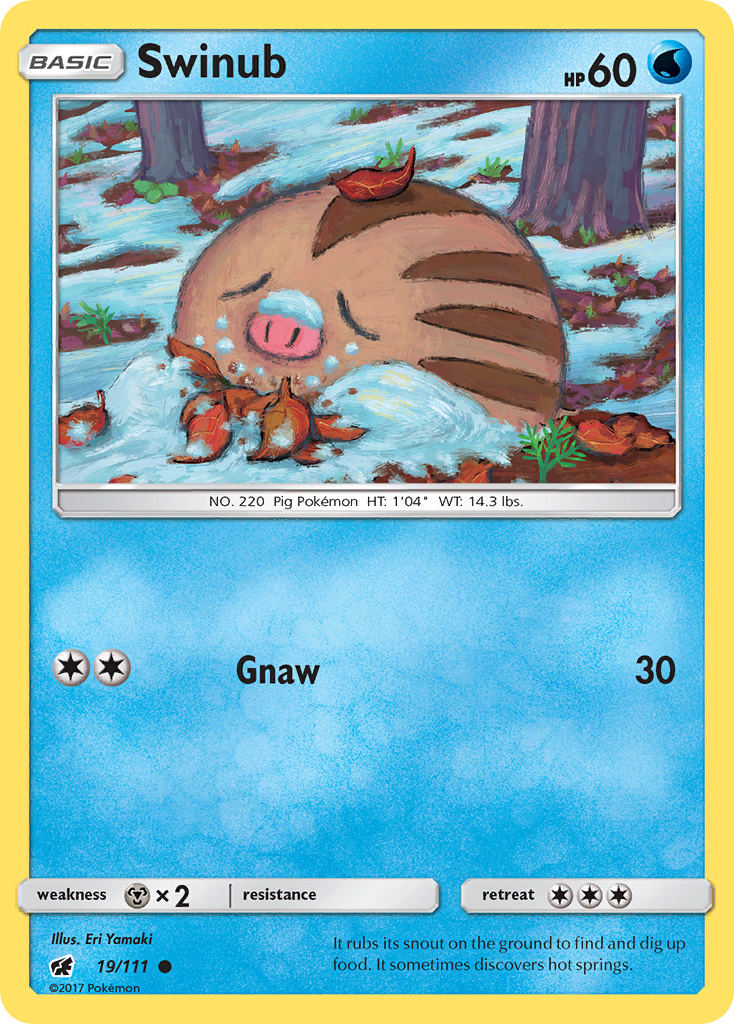 Swinub 19/111 English Pokémon card from Crimson Invasion (2017)