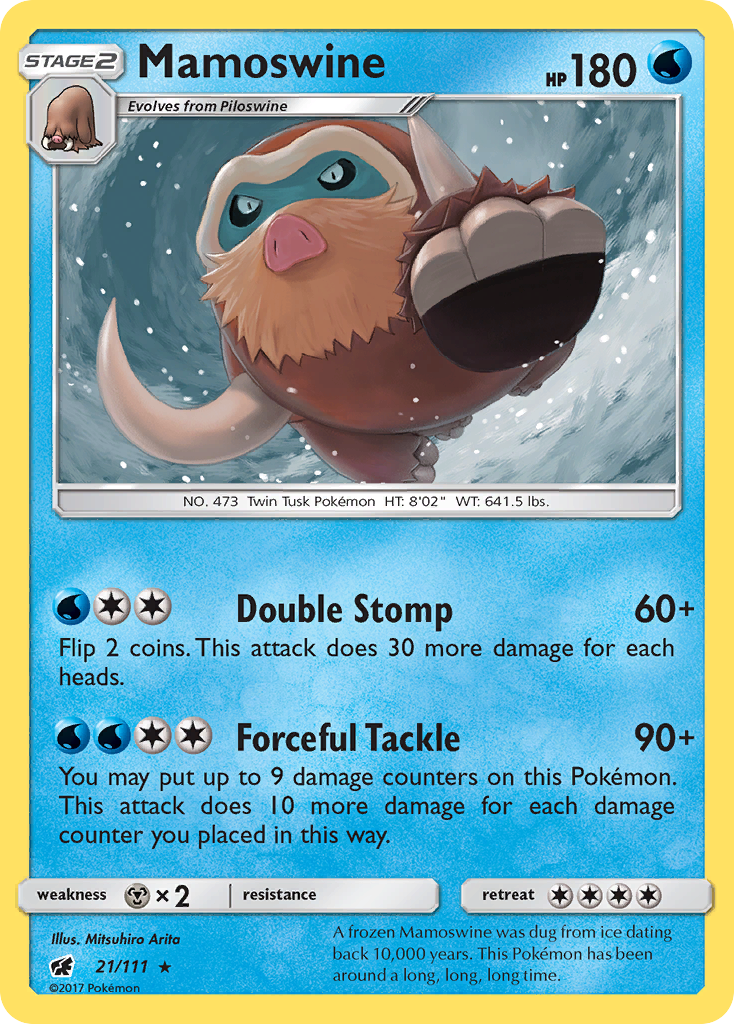 Mamoswine 21/111 English Pokémon card from Crimson Invasion (2017)