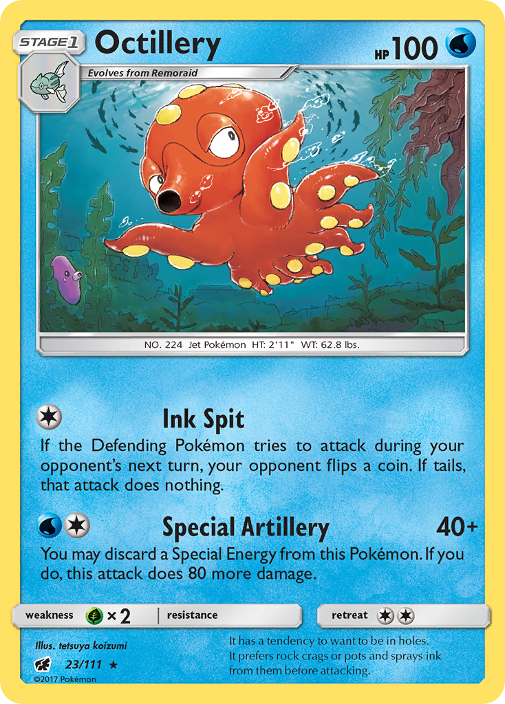 Octillery 23/111 English Pokémon card from Crimson Invasion (2017)