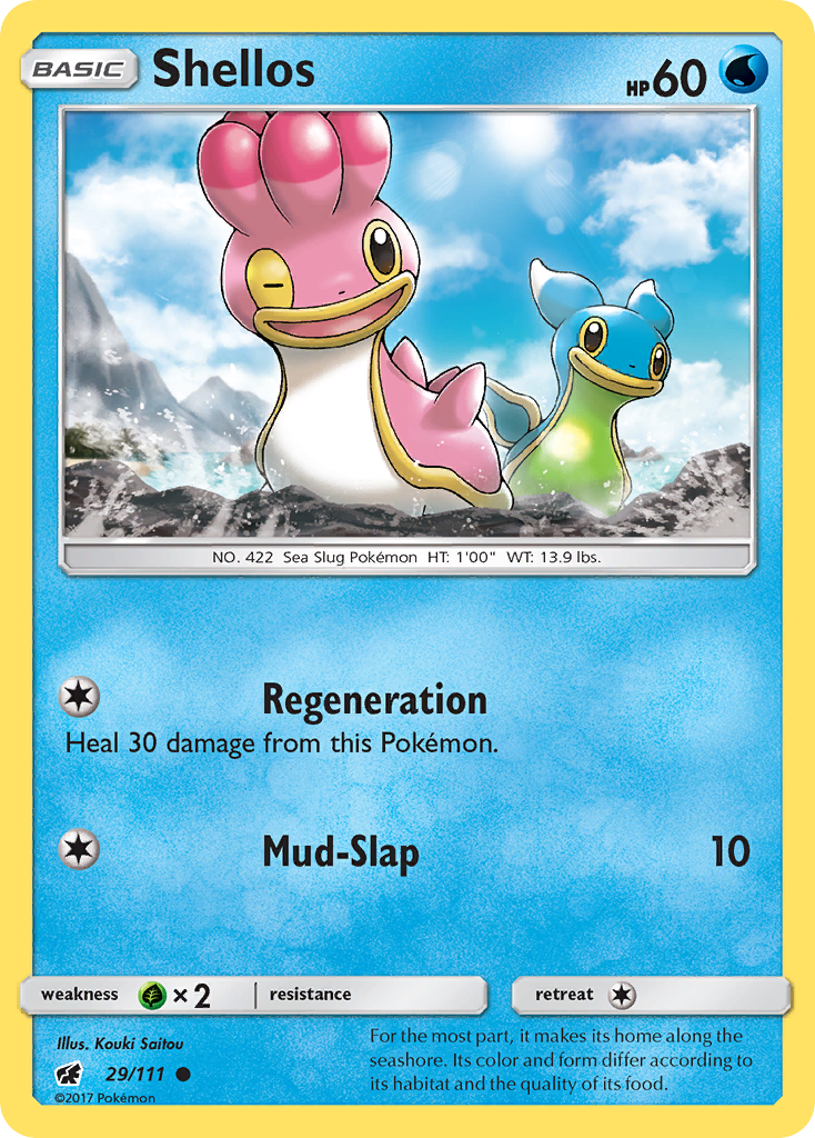 Shellos 29/111 English Pokémon card from Crimson Invasion (2017)