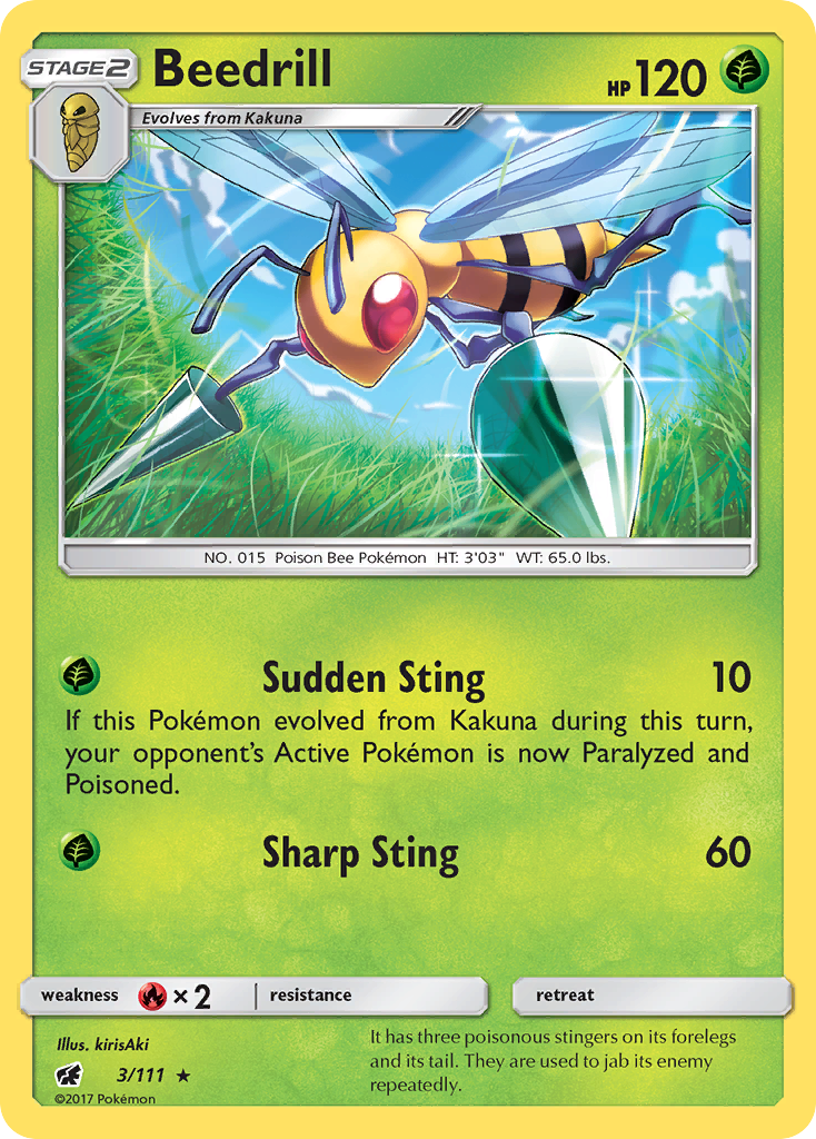 Beedrill 3/111 English Pokémon card from Crimson Invasion (2017)