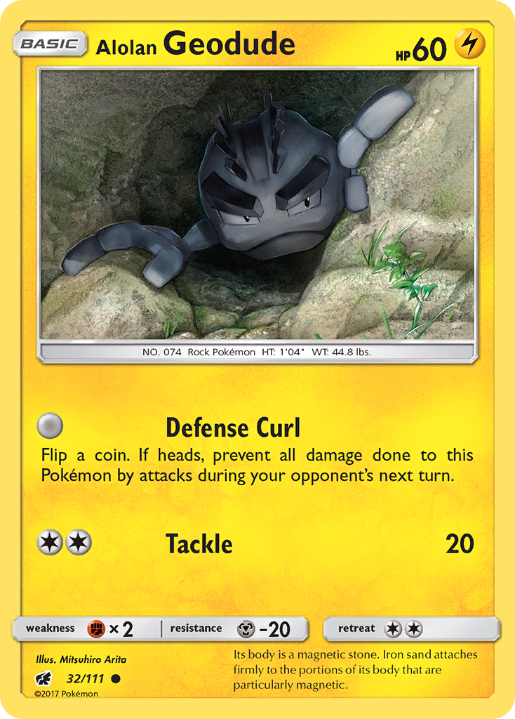 Alolan Geodude 32/111 English Pokémon card from Crimson Invasion (2017)