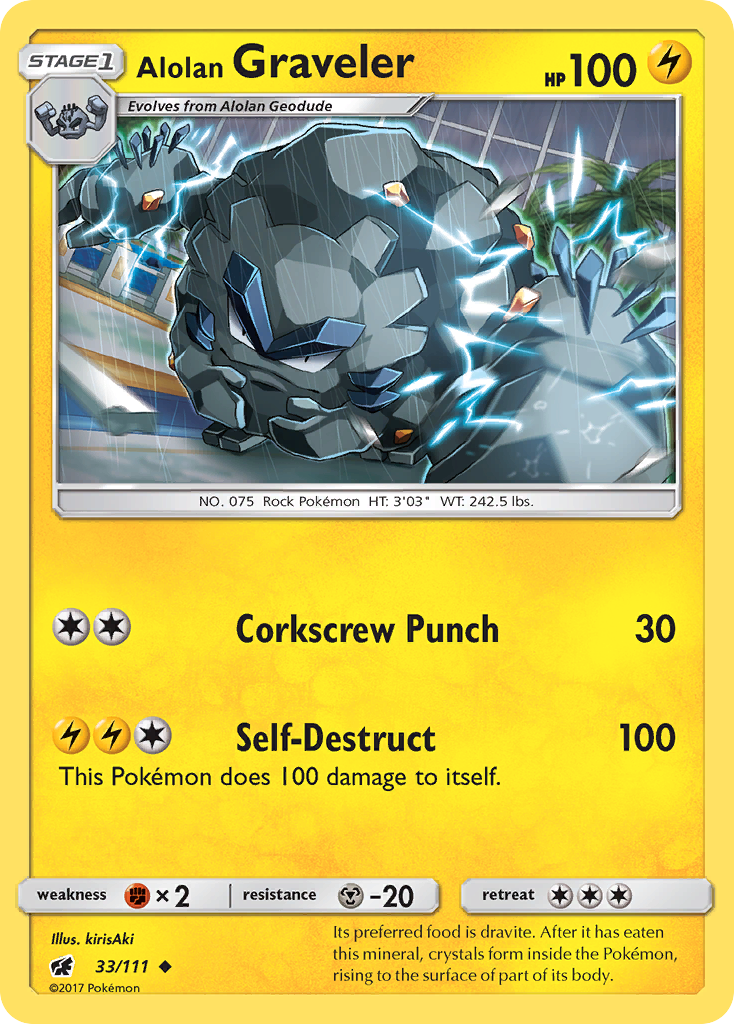 Alolan Graveler 33/111 English Pokémon card from Crimson Invasion (2017)