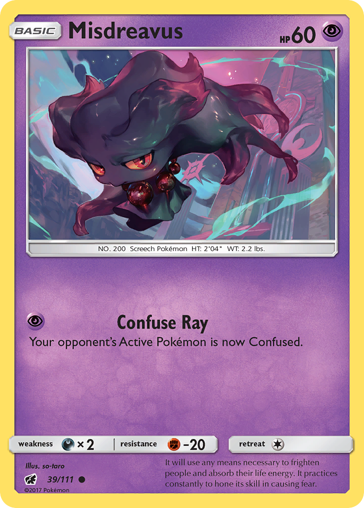 Misdreavus 39/111 English Pokémon card from Crimson Invasion (2017)