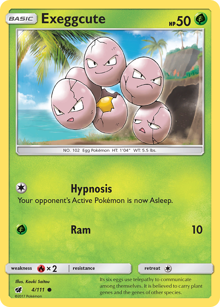 Exeggcute 4/111 English Pokémon card from Crimson Invasion (2017)