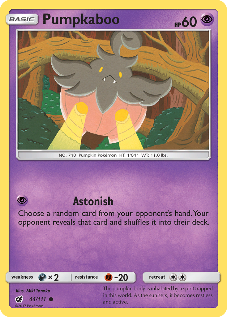 Pumpkaboo 44/111 English Pokémon card from Crimson Invasion (2017)