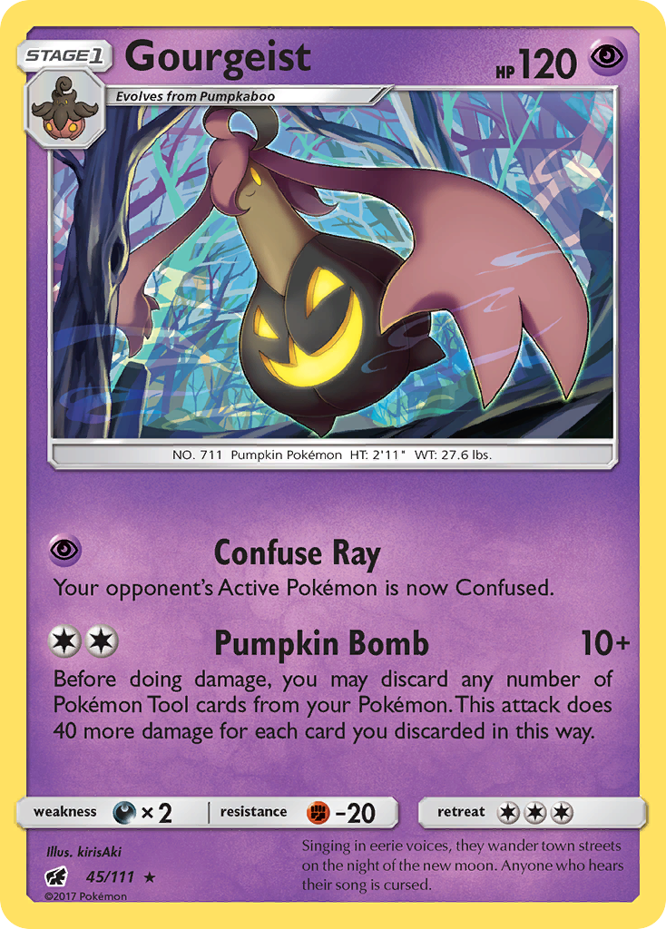 Gourgeist 45/111 English Pokémon card from Crimson Invasion (2017)