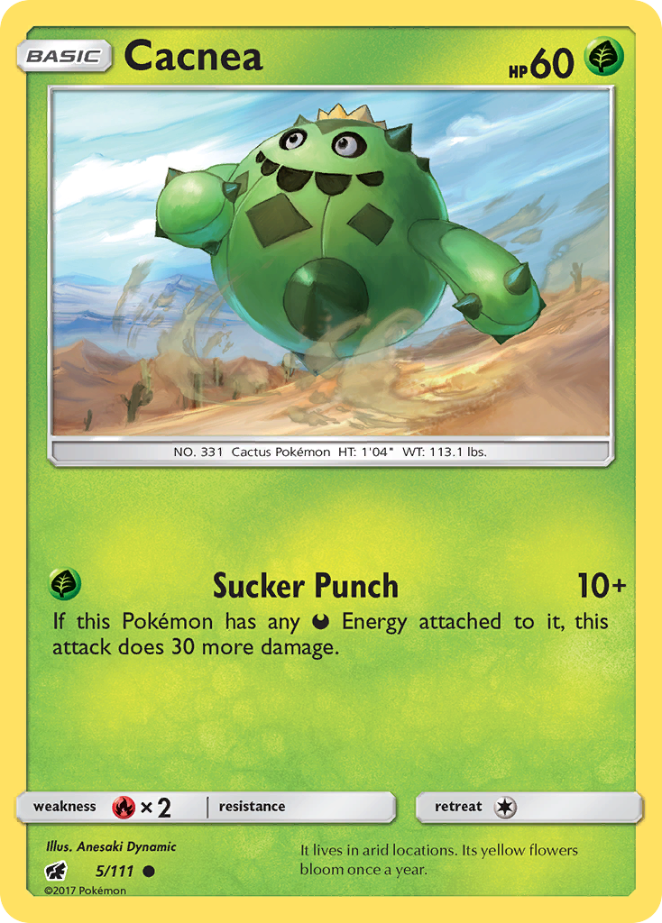 Cacnea 5/111 English Pokémon card from Crimson Invasion (2017)