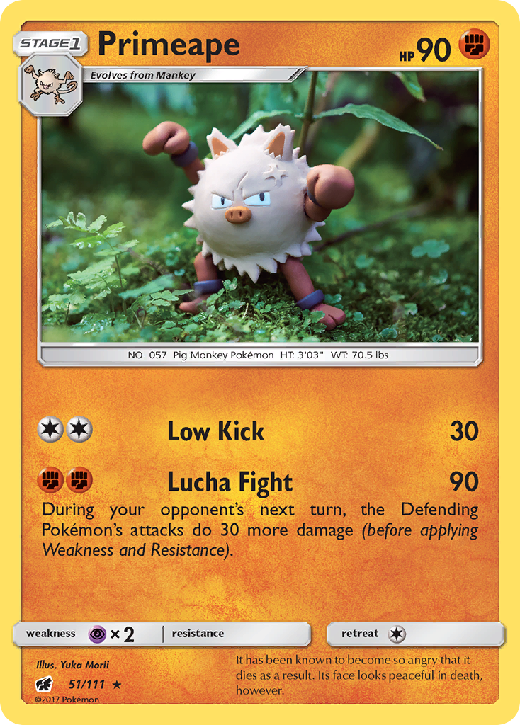 Primeape 51/111 English Pokémon card from Crimson Invasion (2017)