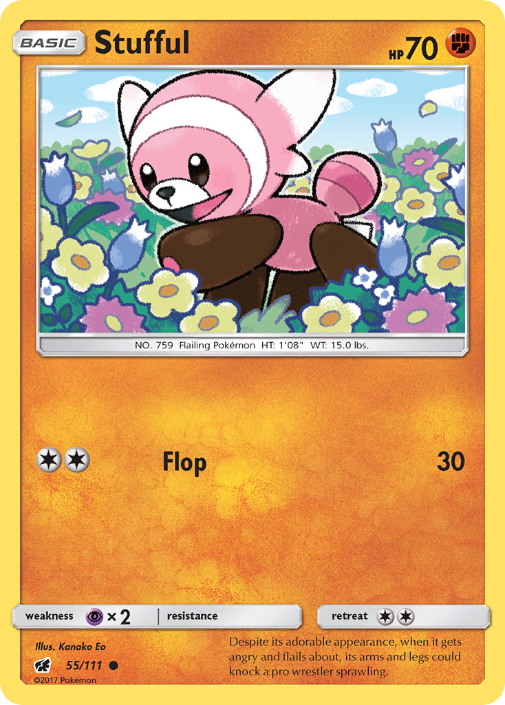 Stufful 55/111 English Pokémon card from Crimson Invasion (2017)