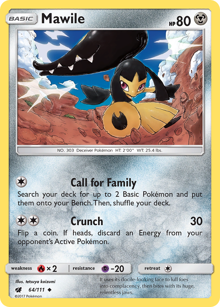 Mawile 64/111 English Pokémon card from Crimson Invasion (2017)