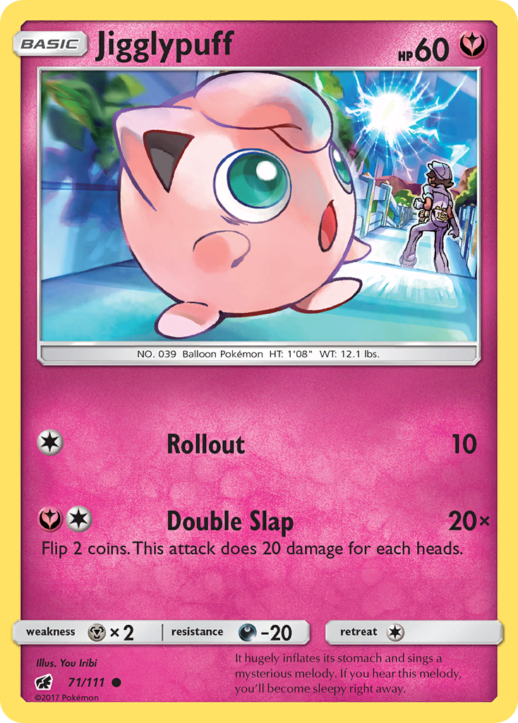 Jigglypuff 71/111 English Pokémon card from Crimson Invasion (2017)