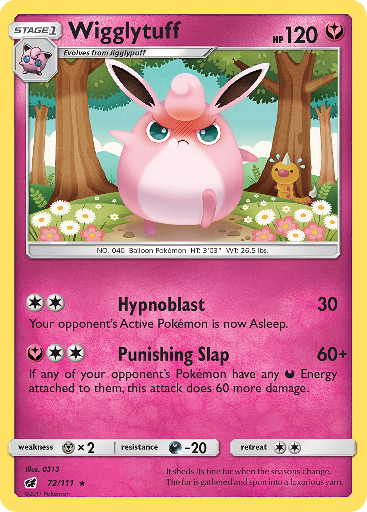 Wigglytuff 72/111 English Pokémon card from Crimson Invasion (2017)