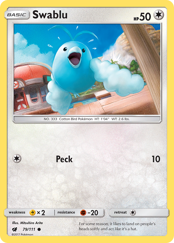 Swablu 79/111 English Pokémon card from Crimson Invasion (2017)