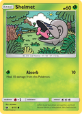 Shelmet 8/111 English Pokémon card from Crimson Invasion (2017)