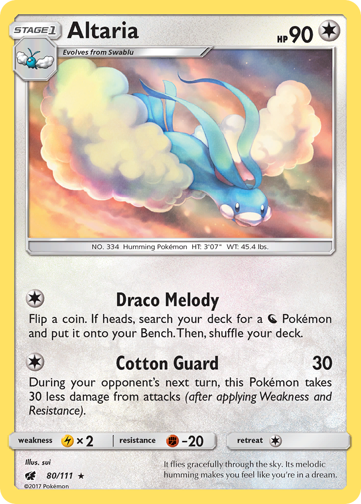 Altaria 80/111 English Pokémon card from Crimson Invasion (2017)