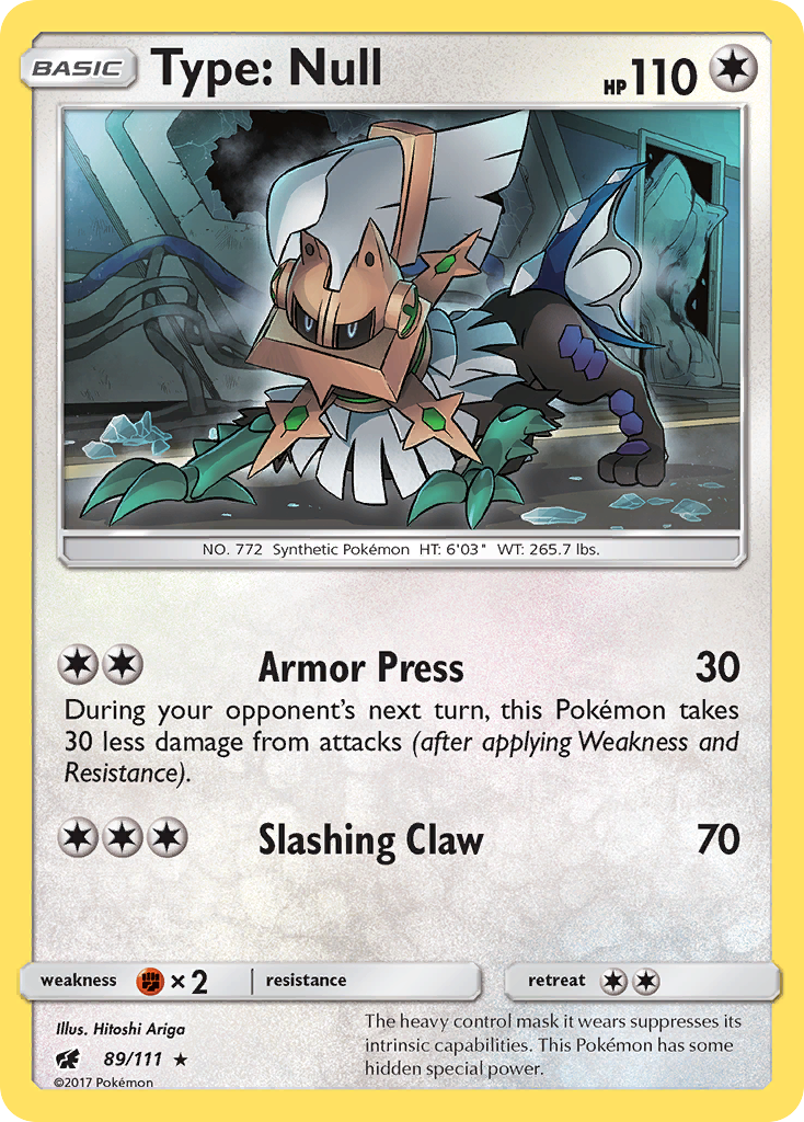 Type: Null 89/111 English Pokémon card from Crimson Invasion (2017)