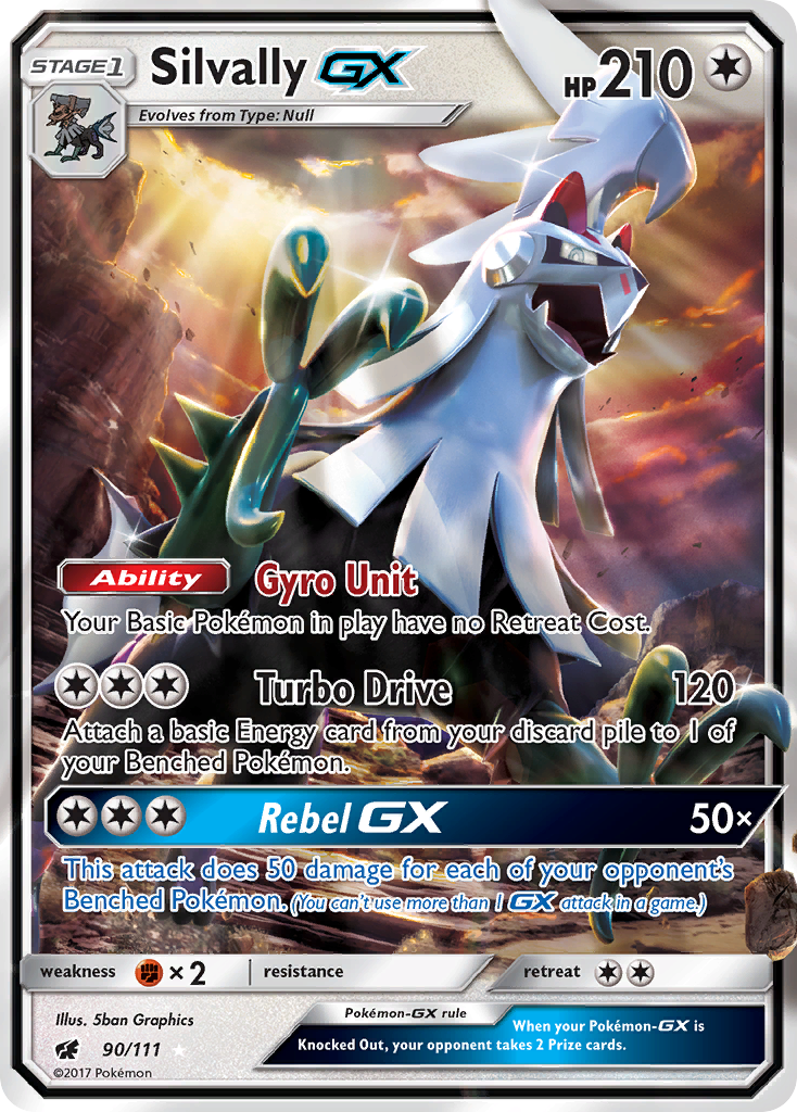 Silvally-GX 90/111 English Pokémon card from Crimson Invasion (2017)