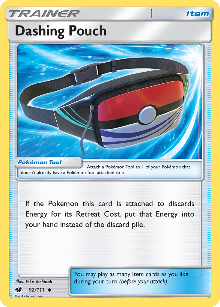 Dashing Pouch 92/111 English Pokémon card from Crimson Invasion (2017)