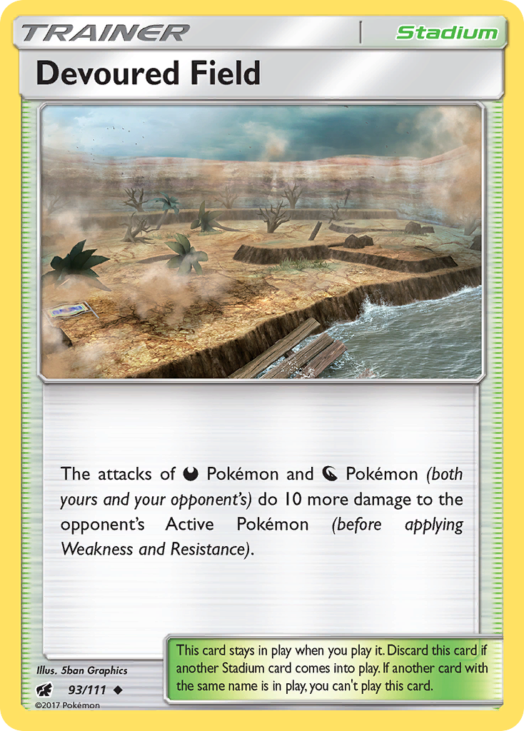 Devoured Field 93/111 English Pokémon card from Crimson Invasion (2017)