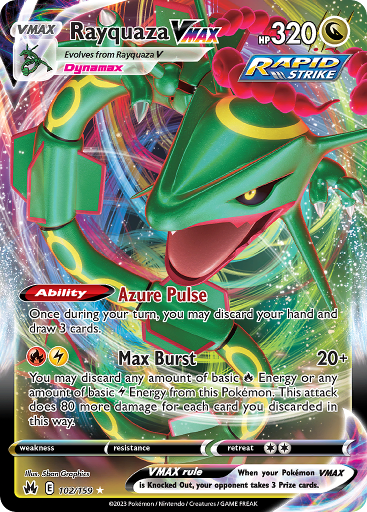Rayquaza VMAX 102/159 — English Pokémon Crown Zenith (2023)