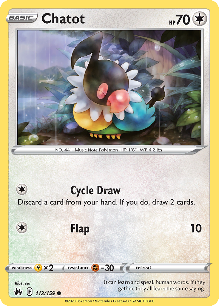 Chatot 112/159 — English Pokémon Crown Zenith (2023)