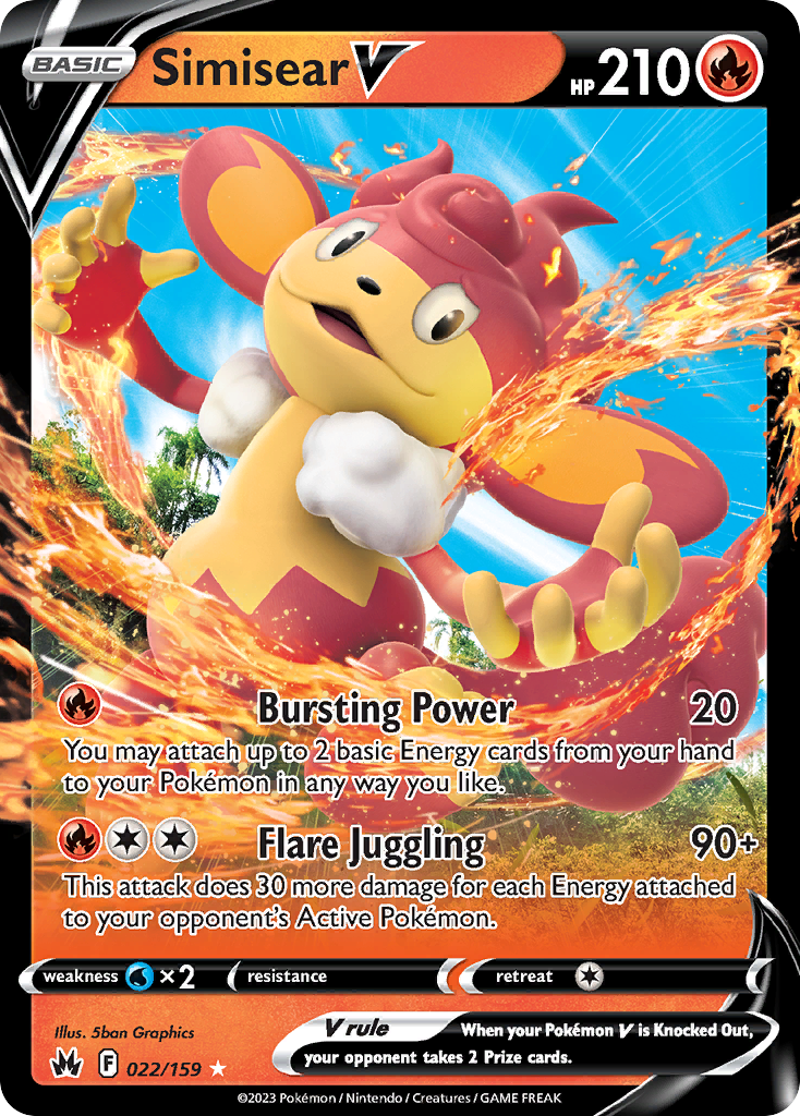 Simisear V 22/159 — English Pokémon Crown Zenith (2023)