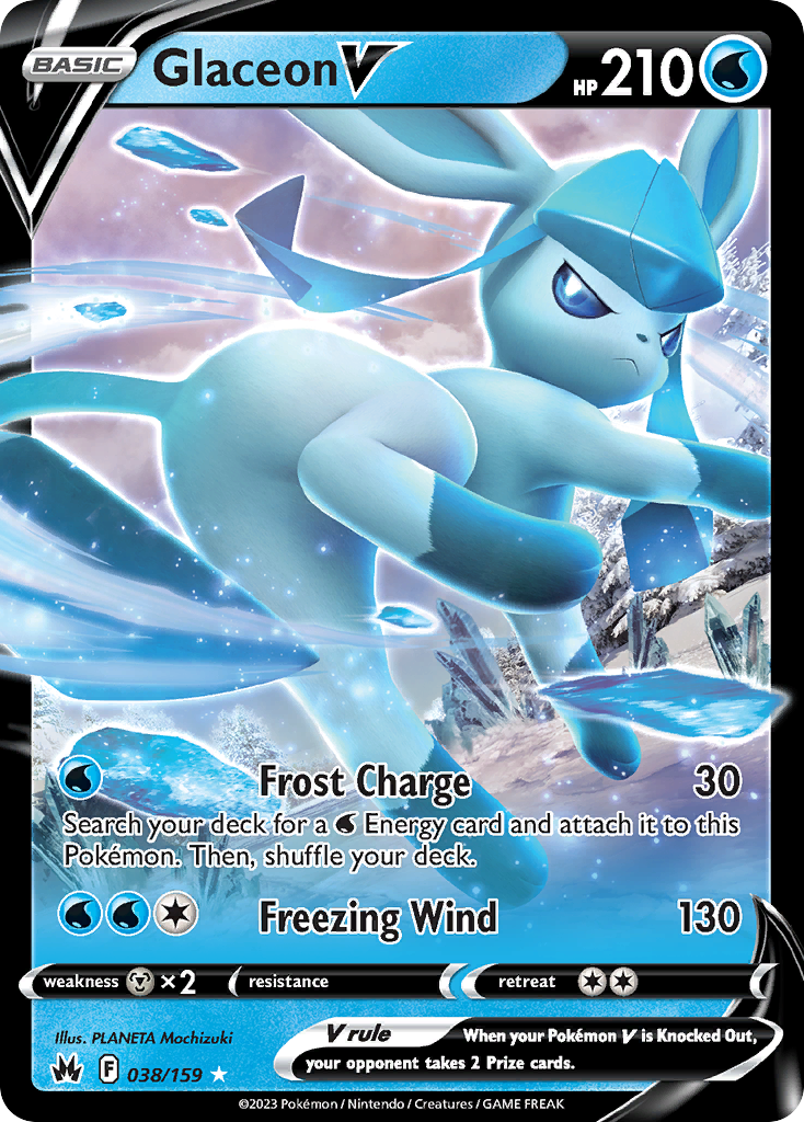 Glaceon V 38/159 — English Pokémon Crown Zenith (2023)