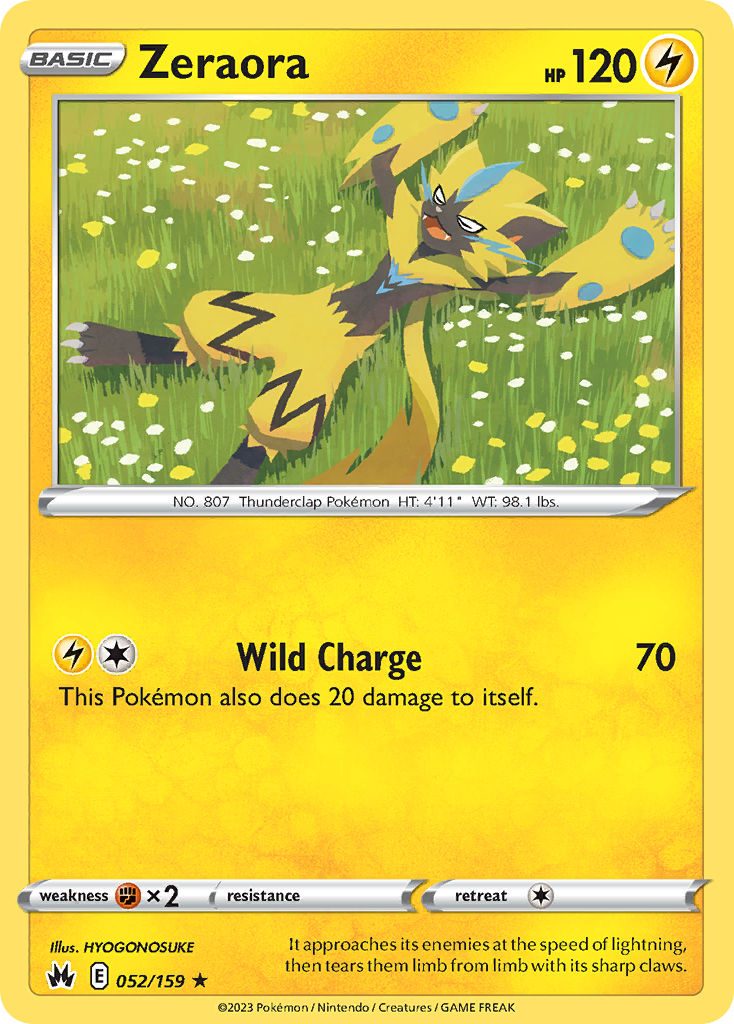 Zeraora 52/159 — English Pokémon Crown Zenith (2023)
